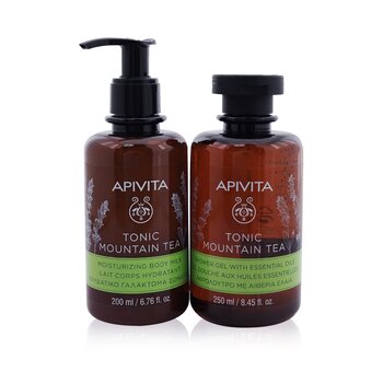 Apivita Uplift Your Mood Toning & Revitalization Set: Tonic Mountain Tea Gel De Ducha 250ml+ Tonic Mountain Tea Body Milk