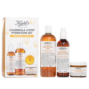 Kiehls Calendula 3 Step Hydration Set: Face Wash 230ml + Tónico 500ml + Water Cream 100ml