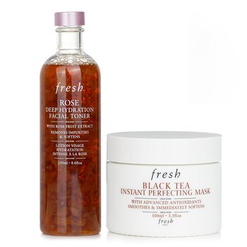 Fresh Fresh Black Tea Instant Perfecting Mask + Rose Deep Hydration Facial Tónico
