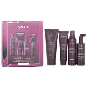 Aveda Set de sistema de luz Invati Ultra Advanced de 4 pasos: Champú ligero de 200 ml + Acondicionador ligero de 200 ml + Sérum de 150 ml + Tratamiento de 100 ml