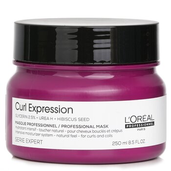 LOreal Mascarilla profesional Serie Expert Curl Expression con glicerina al 2,5% + urea H + semilla de hibisco